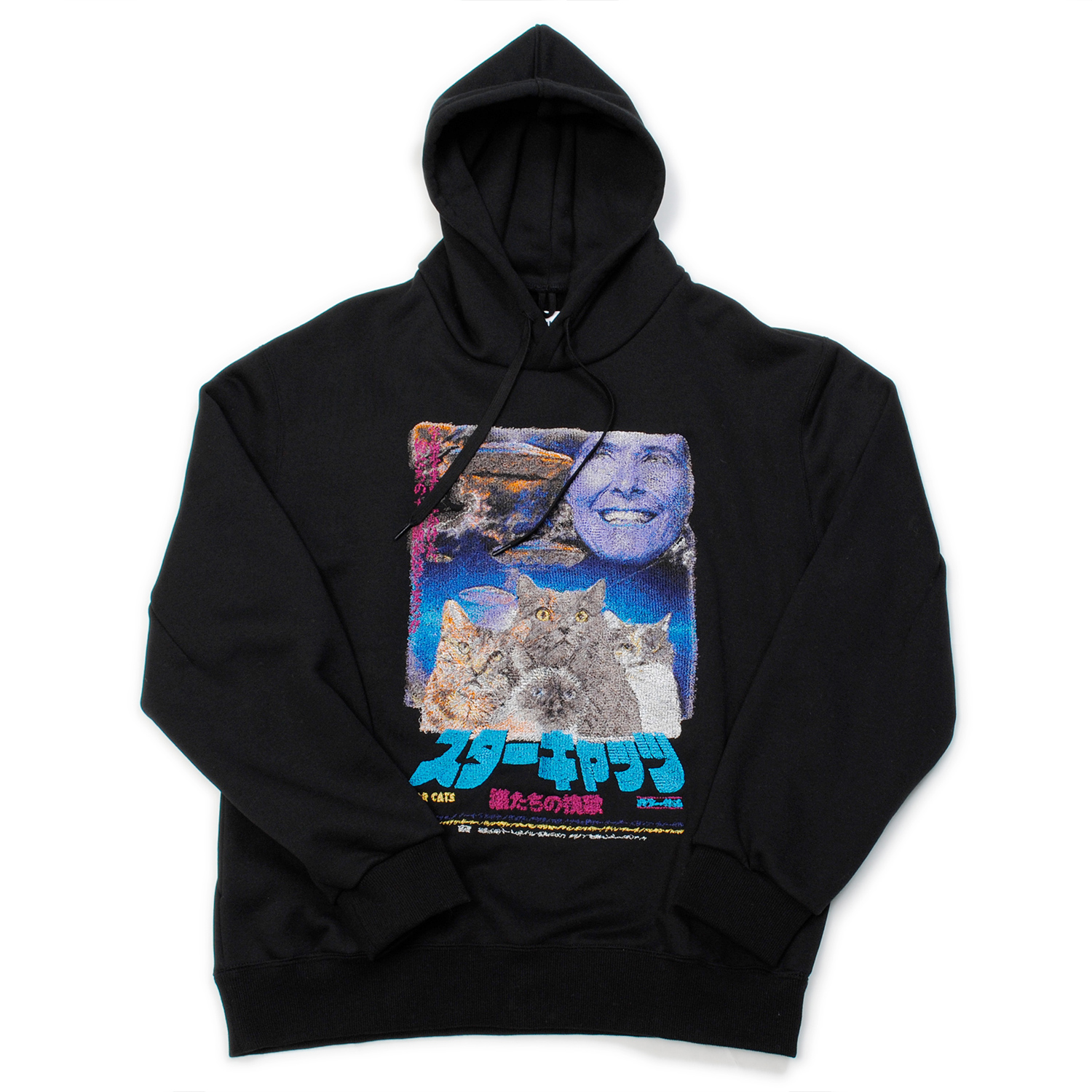 Black Retro Poster Embroidery Hoodie