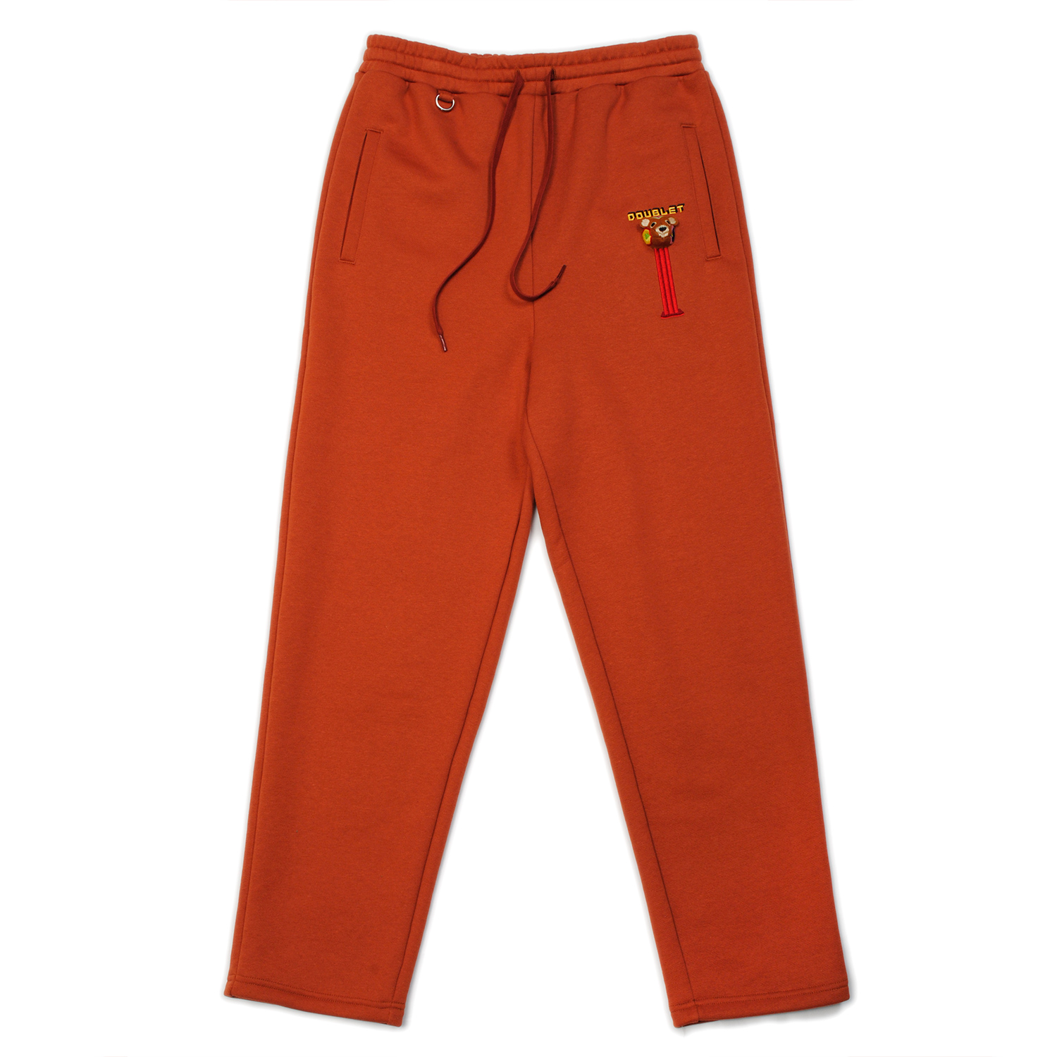 Brown Puppet Embroidery Sweat Pants