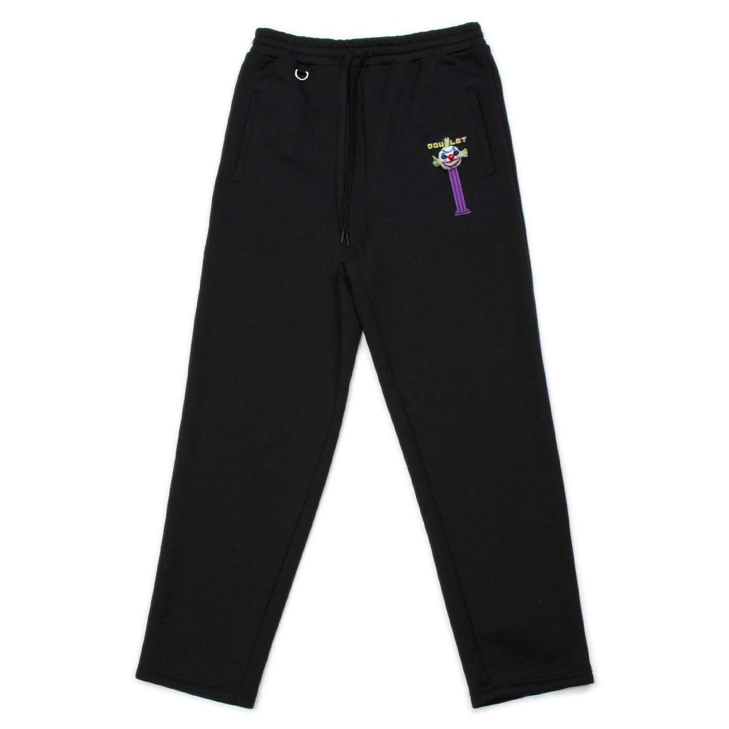 Black Puppet Embroidery Sweat Pants